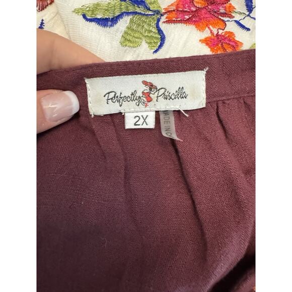 Perfectly Priscilla Women's Embroidered Floral Tunic Top Boho Multicolor Size 2X - Picture 6 of 10